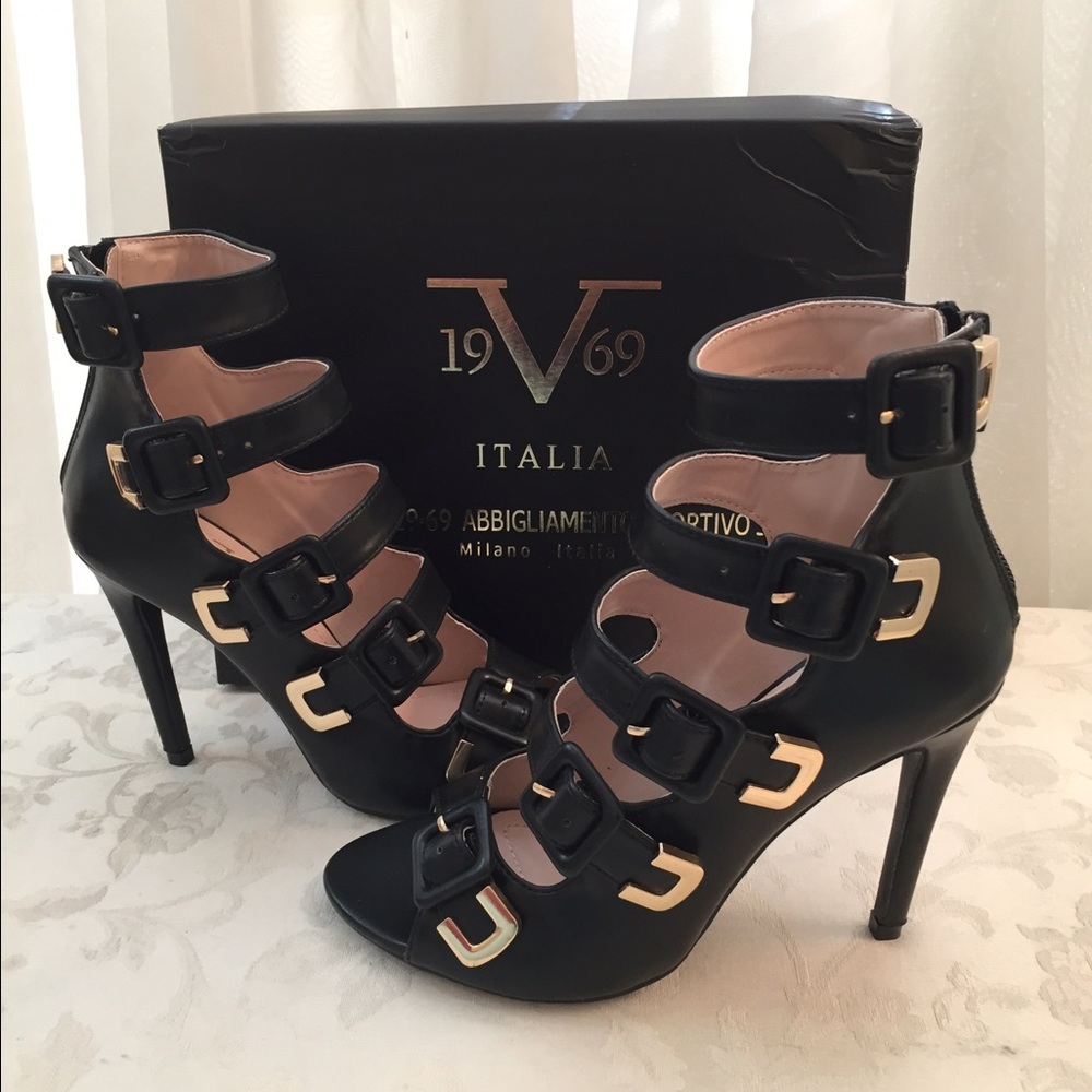 Black Heels with Gold Buckles